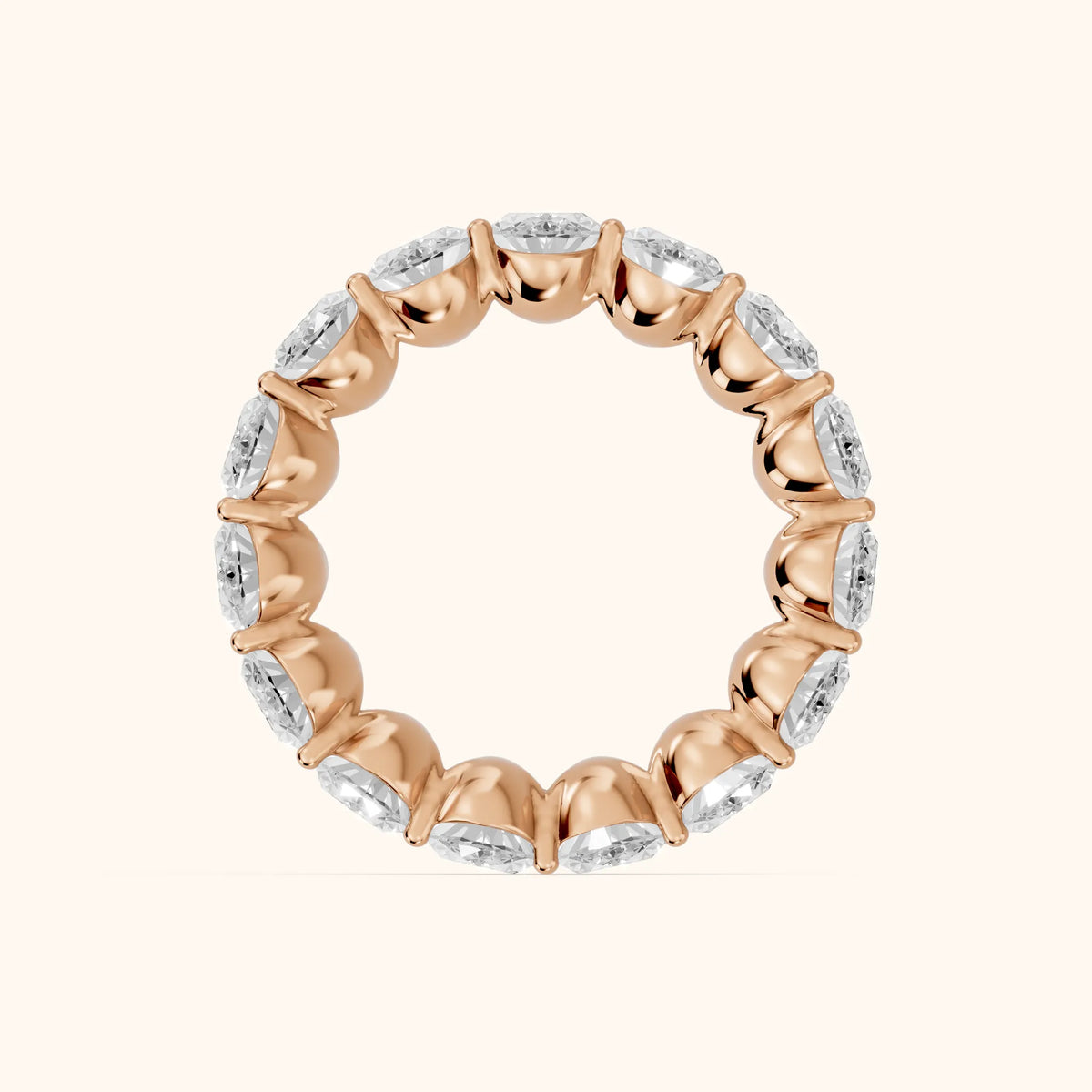 Flavia Shared Prong Oval Diamond Eternity Band in Rose Gold - FingerView