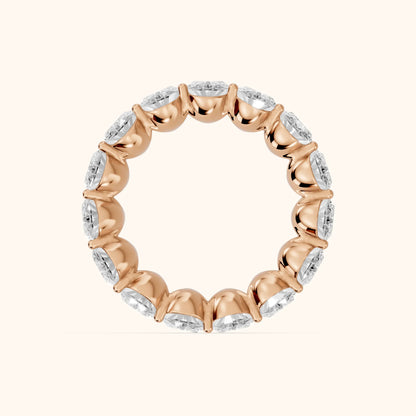 Flavia Shared Prong Oval Diamond Eternity Band in Rose Gold - FingerView