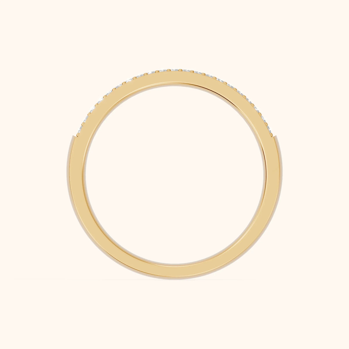 Zuri Channel Set Baguette & Round Diamond Anniversary Ring in Yellow Gold - FingerView