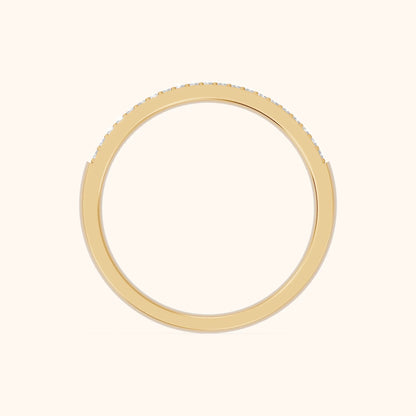 Zuri Channel Set Baguette & Round Diamond Anniversary Ring in Yellow Gold - FingerView
