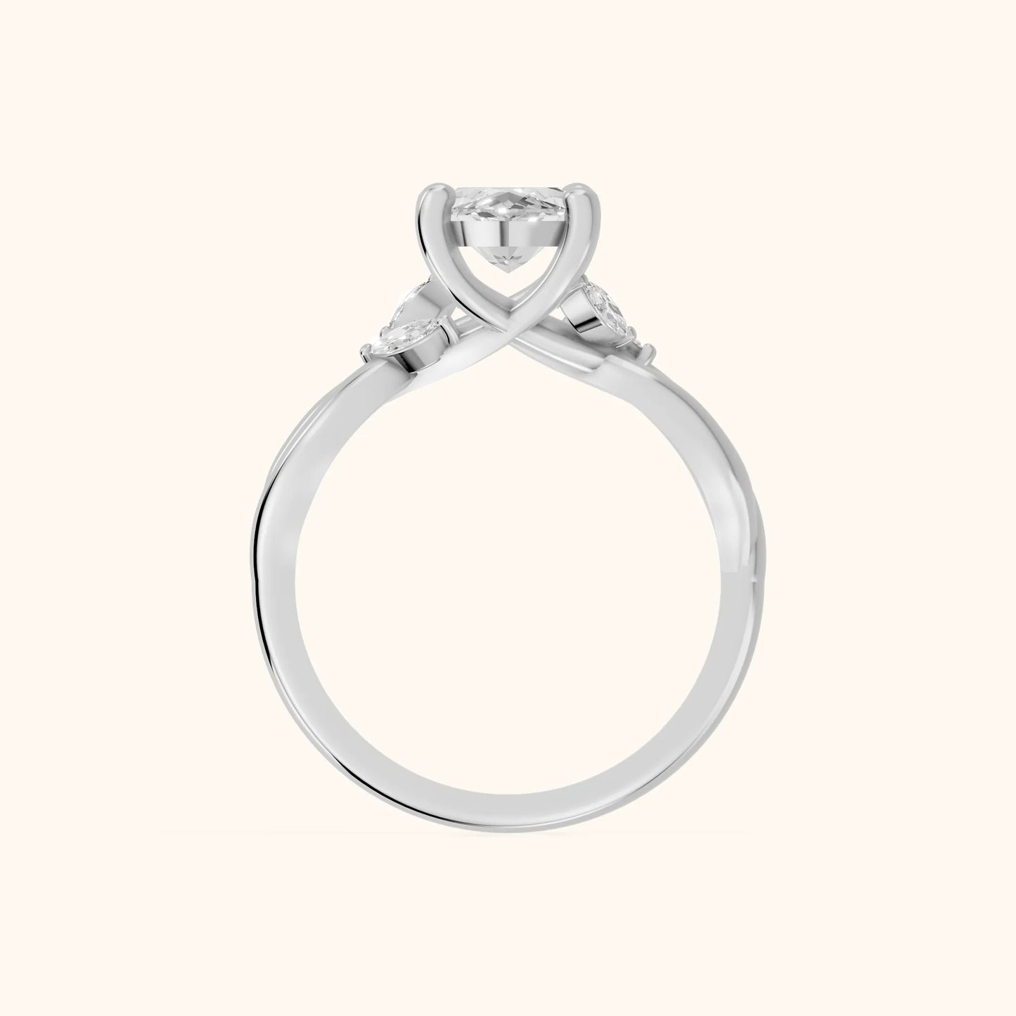 Luna Glow Twisted Marquise Diamond Engagement Ring in Silver - FingerView