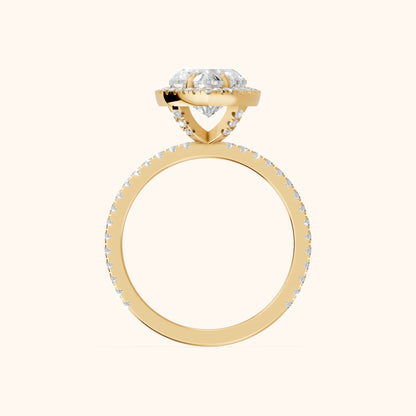 Rosemary Halo Pavé Heart Diamond Engagement Ring in Yellow Gold - FingerView.webp