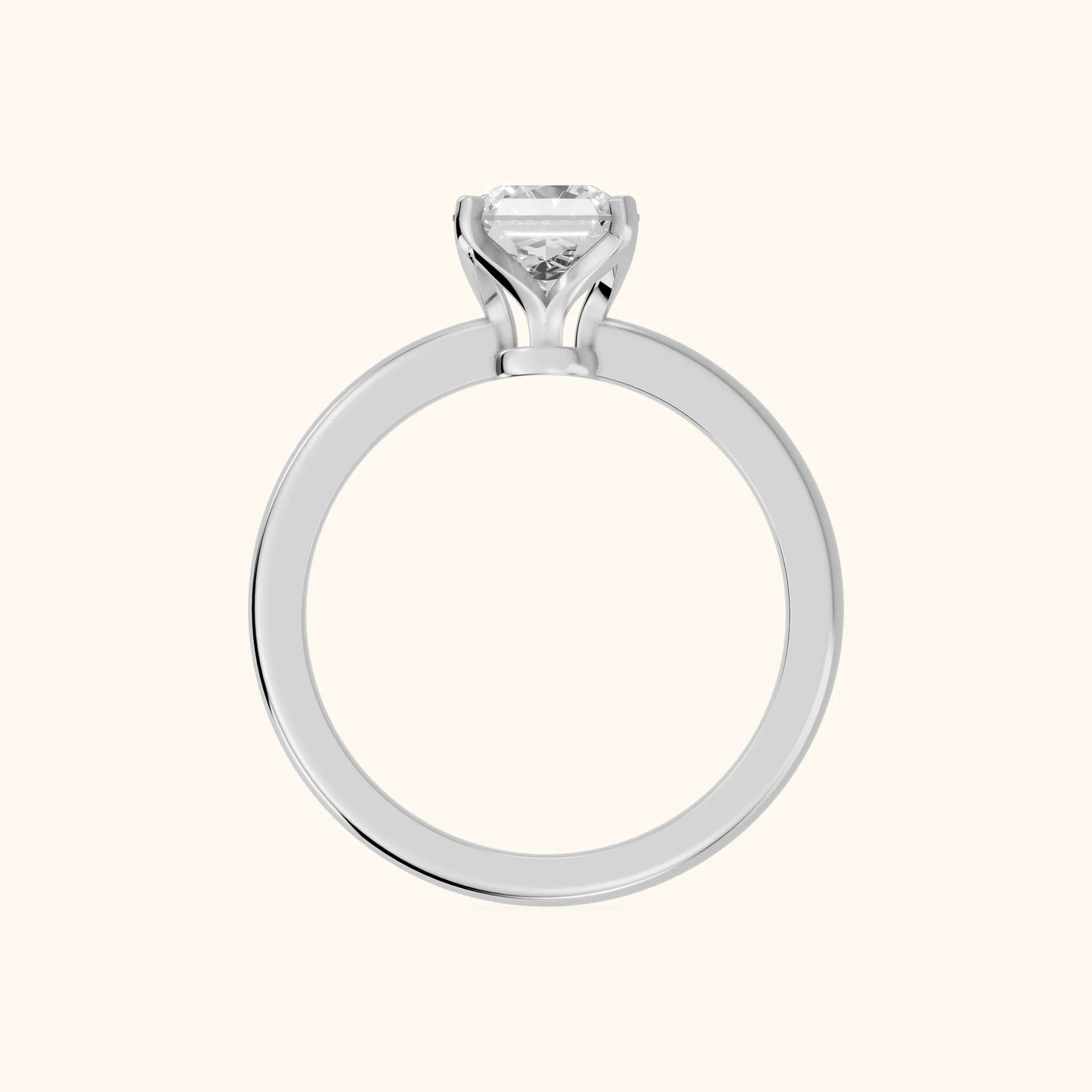 Flora Guardian Solitaire Asscher Diamond Engagement Ring in Silver - FingerView