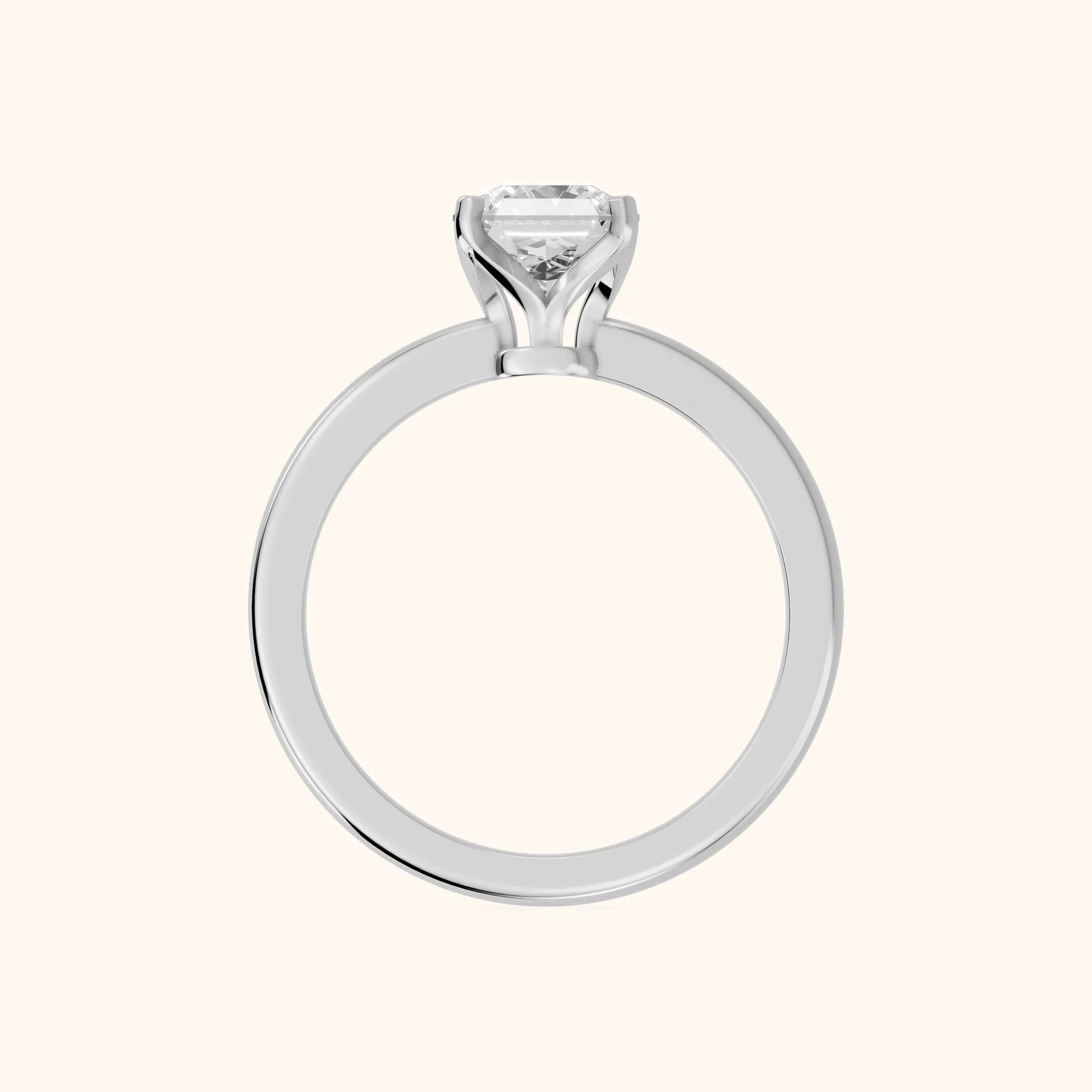 Flora Guardian Solitaire Asscher Diamond Engagement Ring in Silver - FingerView