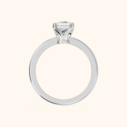 Flora Guardian Solitaire Asscher Diamond Engagement Ring in Silver - FingerView