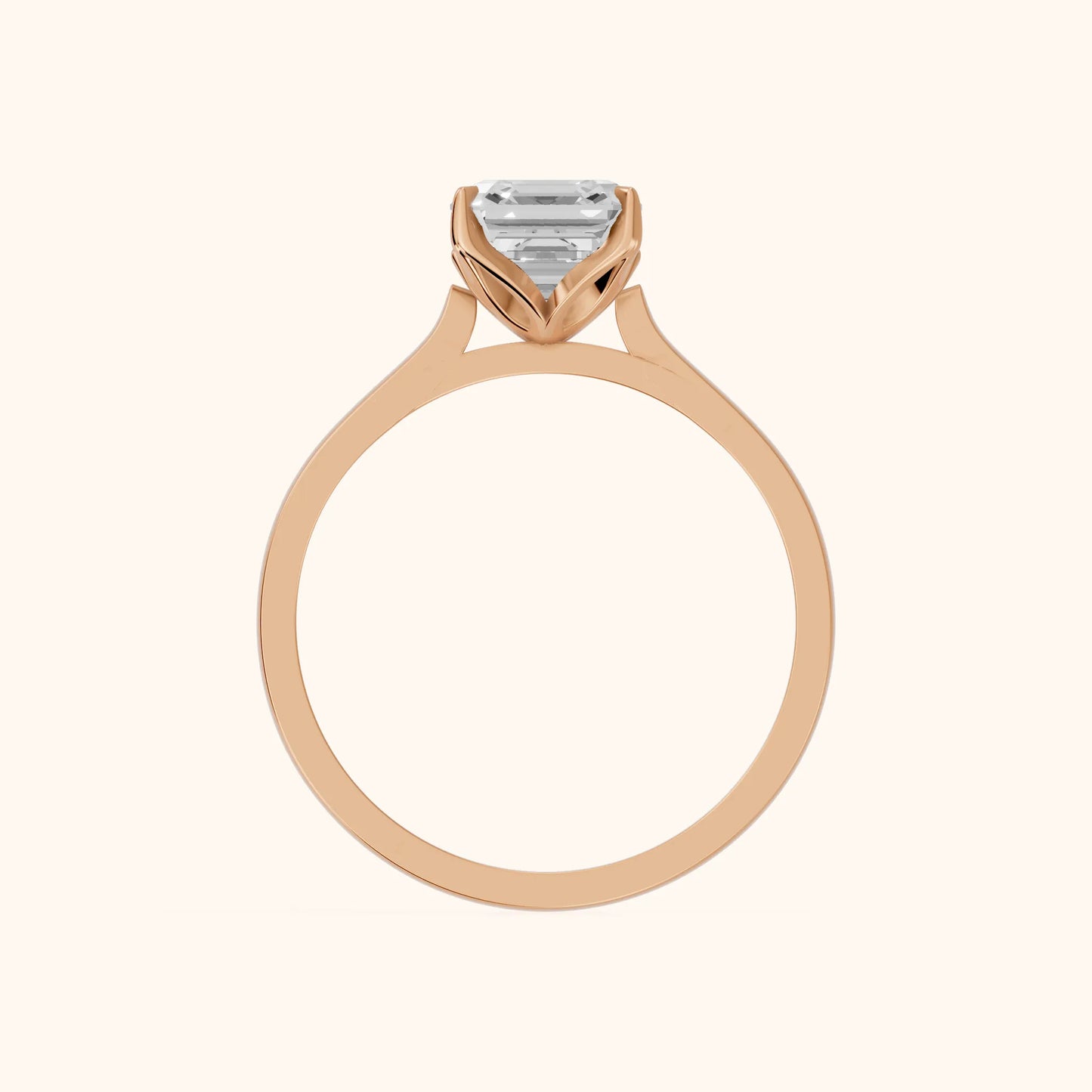 Isabella Bloom Solitaire Asscher Diamond Engagement Ring in Rose Gold - FingerView