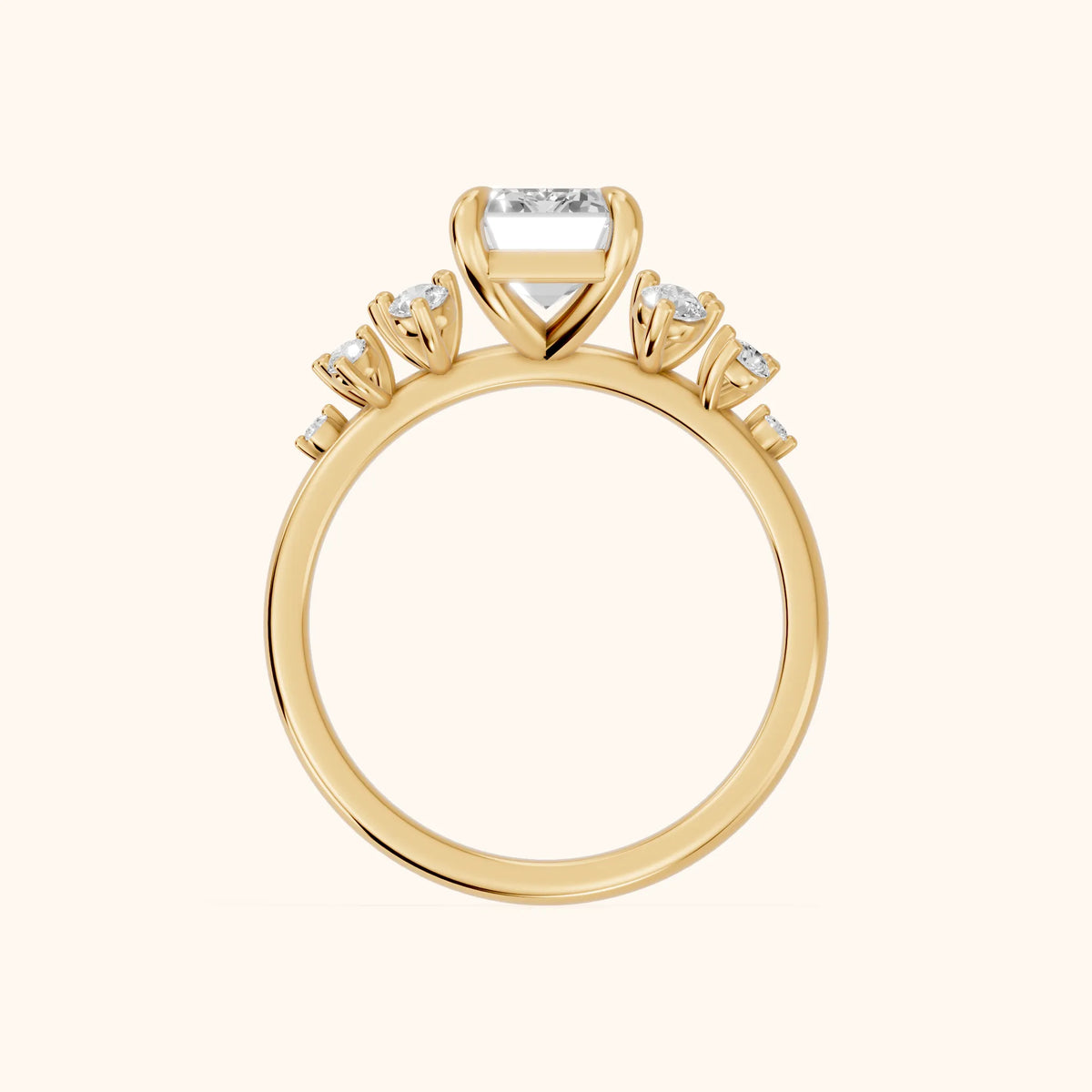 Mirabelle Cluster Emerald Diamond Engagement Ring in Yellow Gold - FingerView.webp
