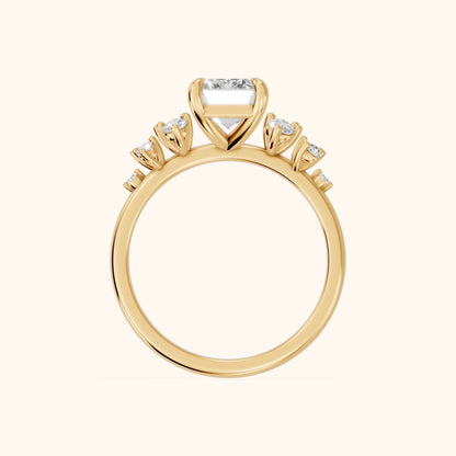 Mirabelle Cluster Emerald Diamond Engagement Ring in Yellow Gold - FingerView.webp