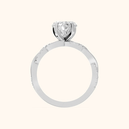 Twisted Side Stone Heart Diamond Engagement Ring in Silver - FingerView