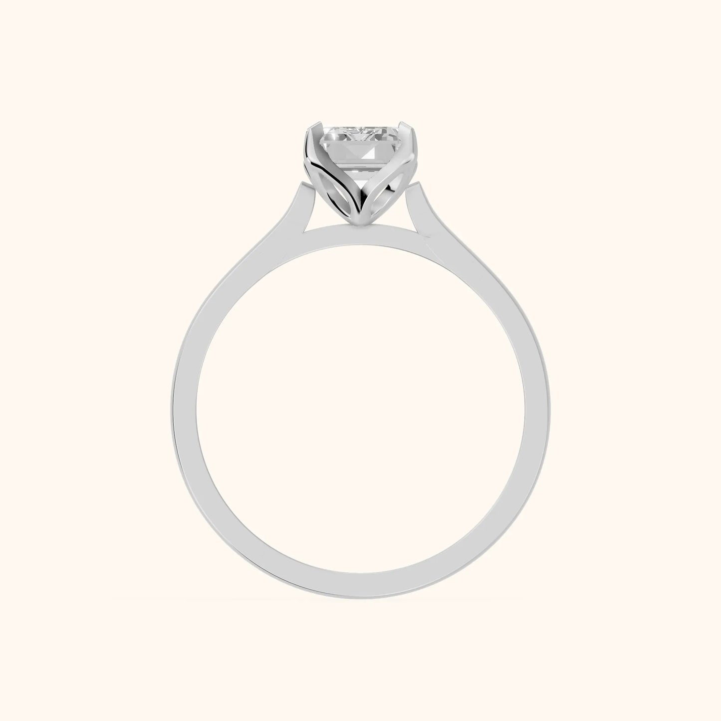 Isabella Bloom Solitaire Emerald Diamond Engagement Ring in Silver - FingerView