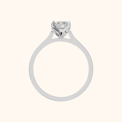 Isabella Bloom Solitaire Emerald Diamond Engagement Ring in Silver - FingerView