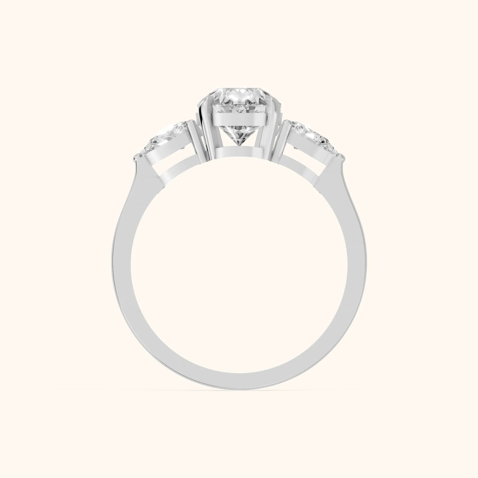 Grace Three Stone Pear Diamond Engagement Ring in Platinum - FingerView