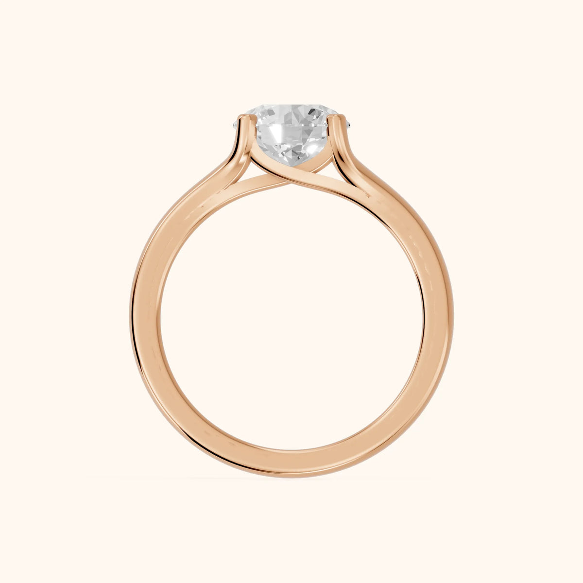 Nell Split Shank Solitaire Round Diamond Engagement Ring in Rose Gold - FingerView.webp