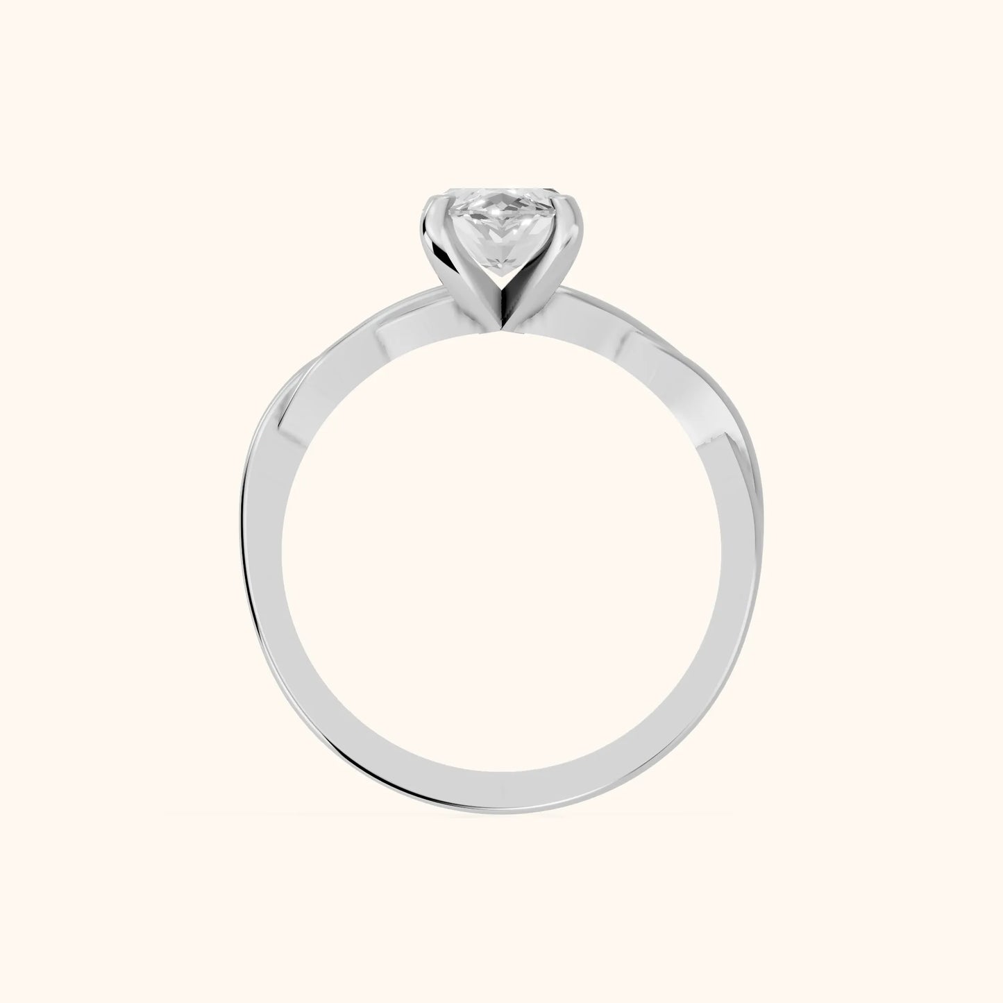 Iris Twist Marquise Diamond Engagement Ring in White Gold - FingerView