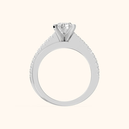 Edith Criss Cross Pavé Oval Diamond Engagement Ring in Silver - FingerView.webp