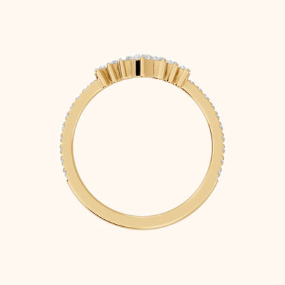 Diya Contour Pear & Round Diamond Stackable Ring in Yellow Gold - FingerView