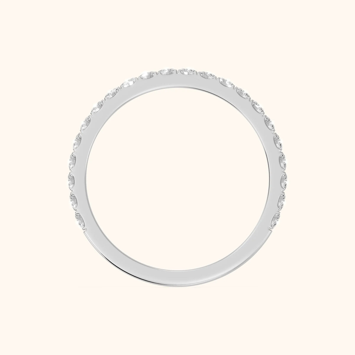 Jaya French Pavé Round Diamond Half Eternity Band in White Gold - FingerView