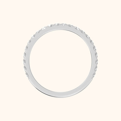 Jaya French Pavé Round Diamond Half Eternity Band in White Gold - FingerView