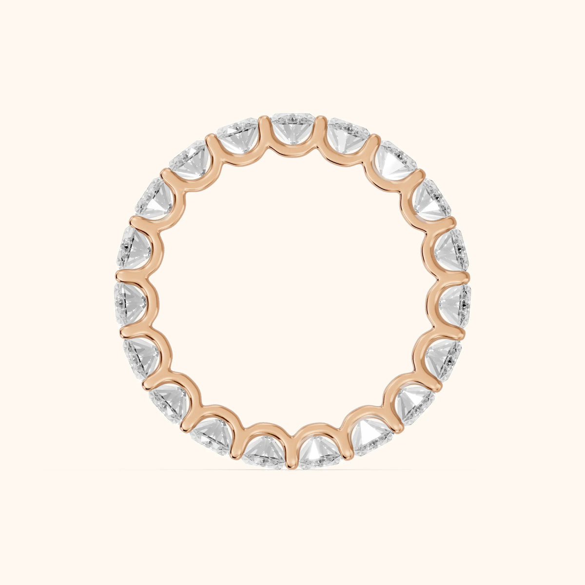 Ivana Shared Prong Oval Diamond Eternity Band in Rose Gold - FingerView