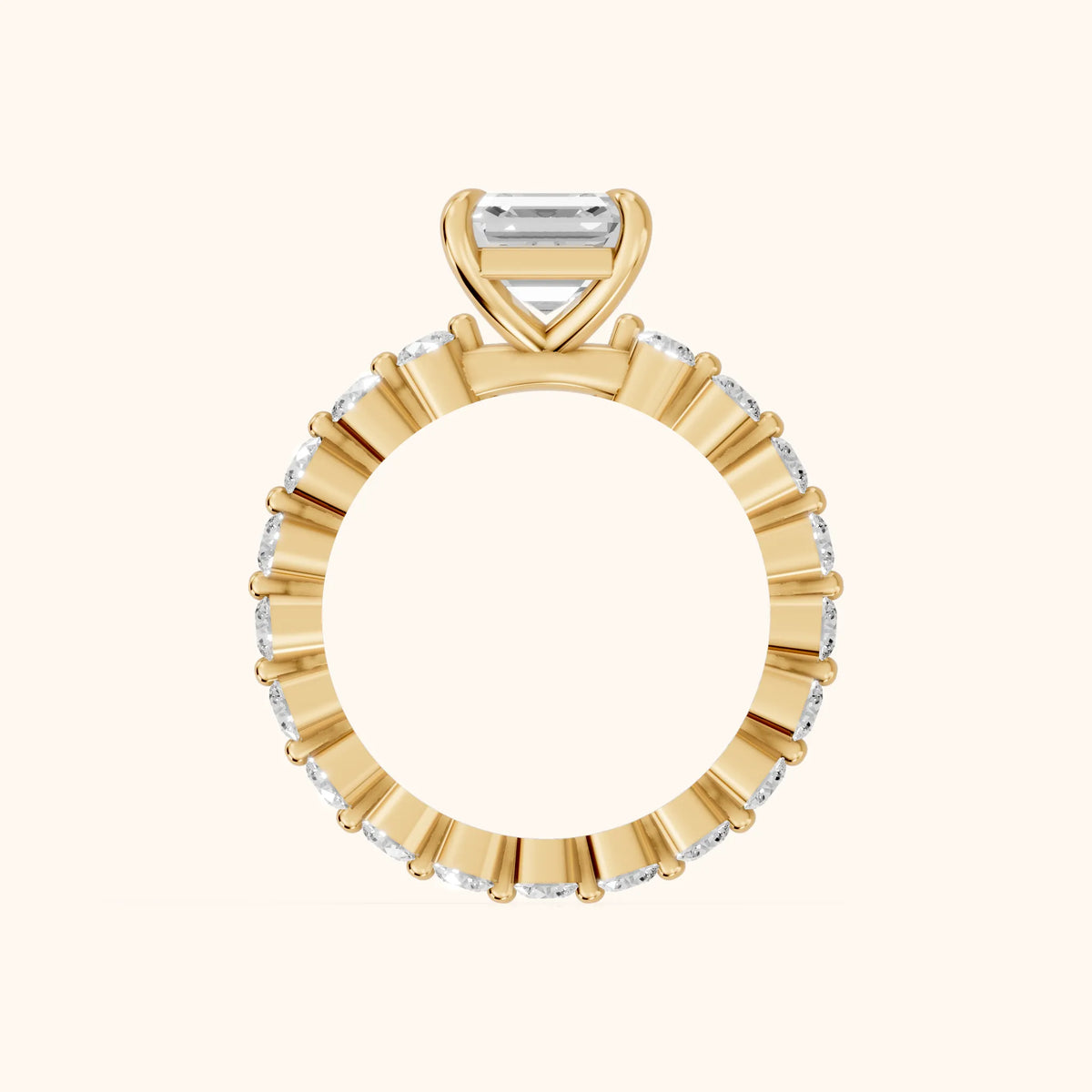 Piper Sidestone Asscher Diamond Engagement Ring in Yellow Gold - FingerView.webp