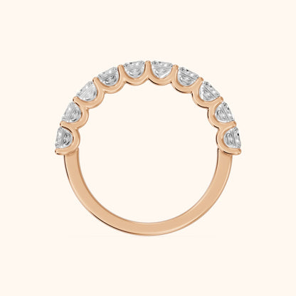 Pia Shared Prong Princess Diamond Half Eternity Band in Rose Gold - FingerView