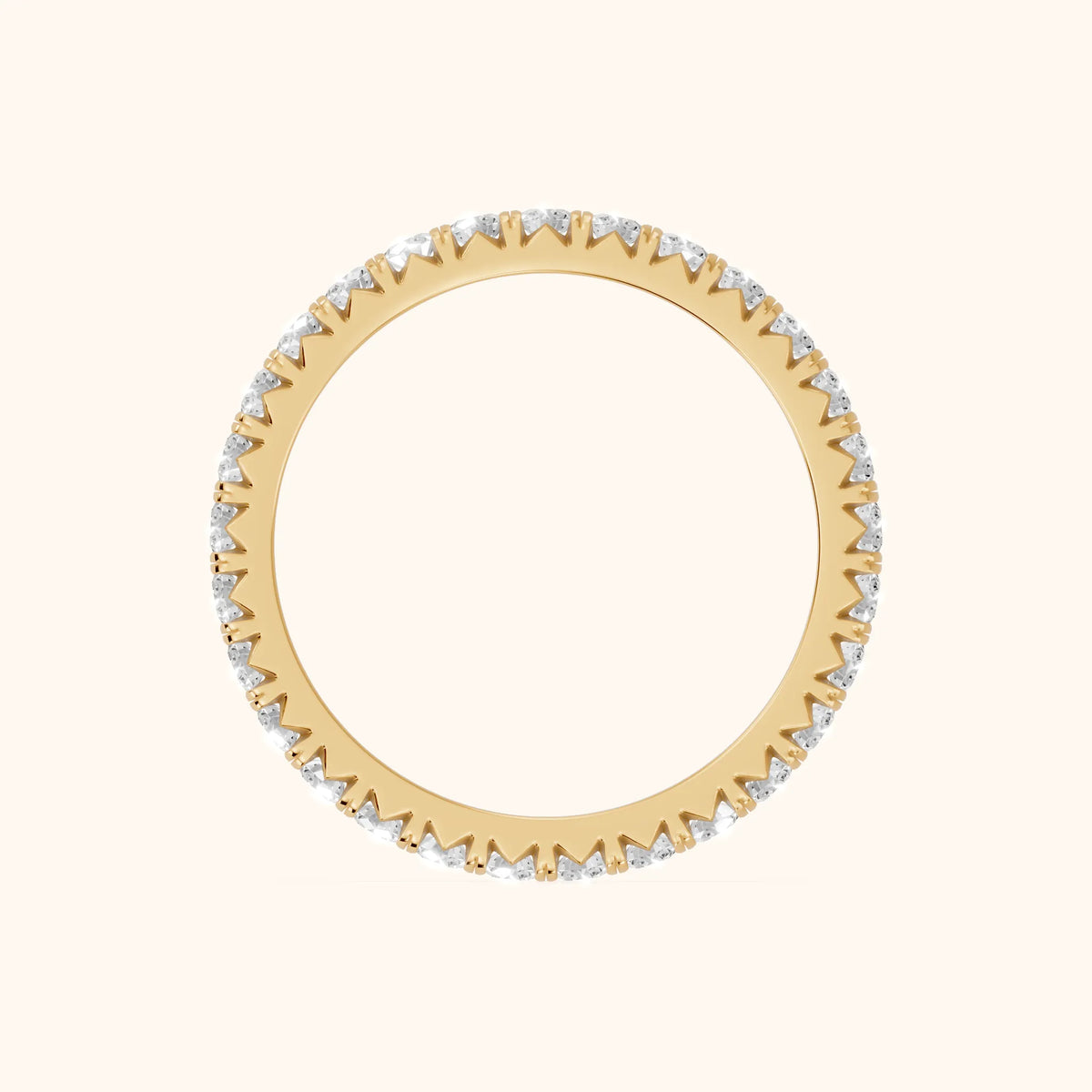 Lani French Pavé Round Diamond Eternity Band in Yellow Gold - FingerView