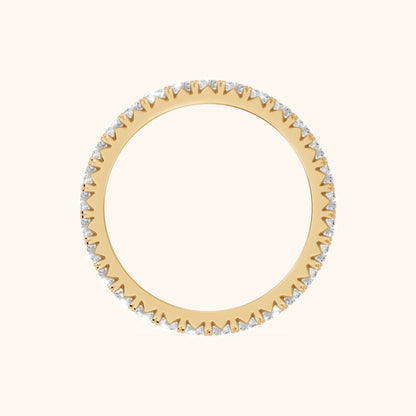 Lani French Pavé Round Diamond Eternity Band in Yellow Gold - FingerView