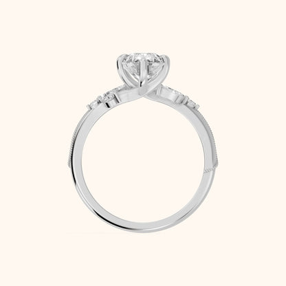 Joanna Milgrain Twist Pear Diamond Engagement Ring in Platinum - FingerView.webp