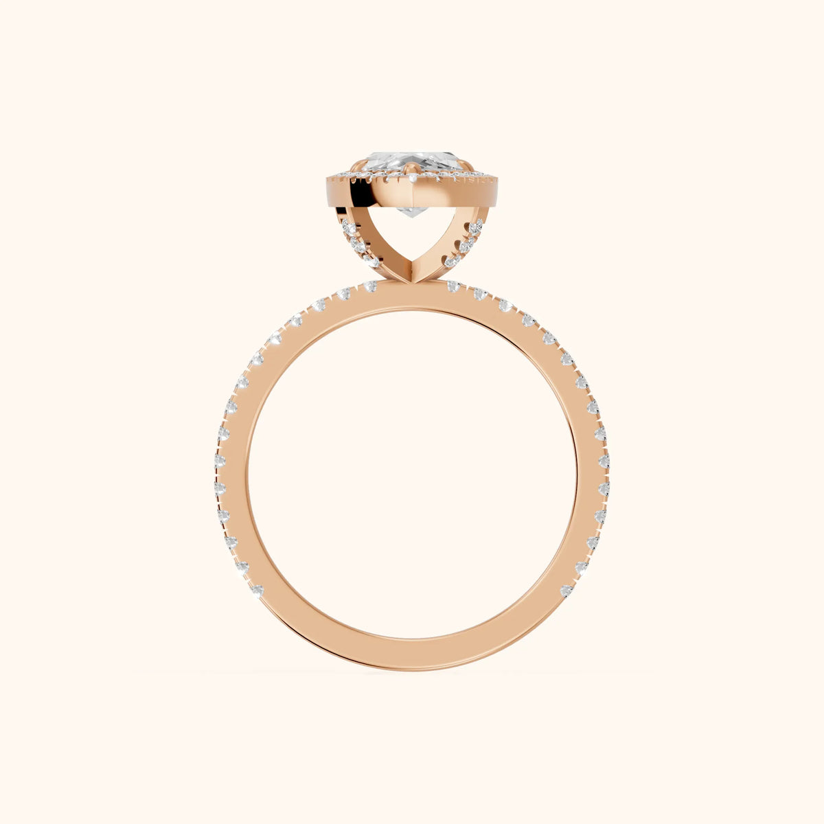 Rosemary Halo Pavé Marquise Diamond Engagement Ring in Rose Gold - FingerView.webp
