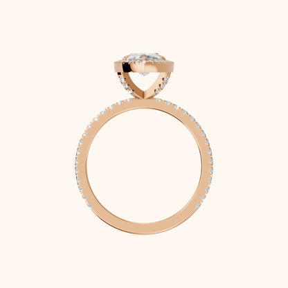 Rosemary Halo Pavé Marquise Diamond Engagement Ring in Rose Gold - FingerView.webp