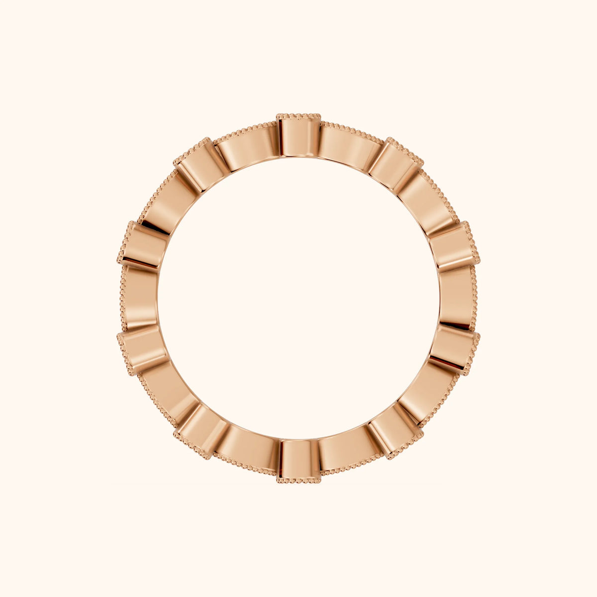 Irene Milgrain Bezel Round Diamond Eternity Band in Rose Gold - FingerView