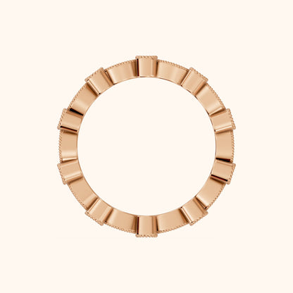 Irene Milgrain Bezel Round Diamond Eternity Band in Rose Gold - FingerView