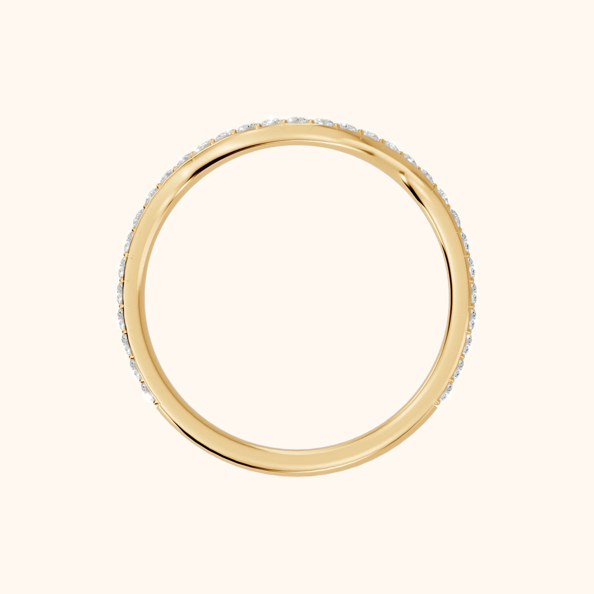 Juliette Contour Round Diamond Stackable Ring in Yellow Gold - FingerView