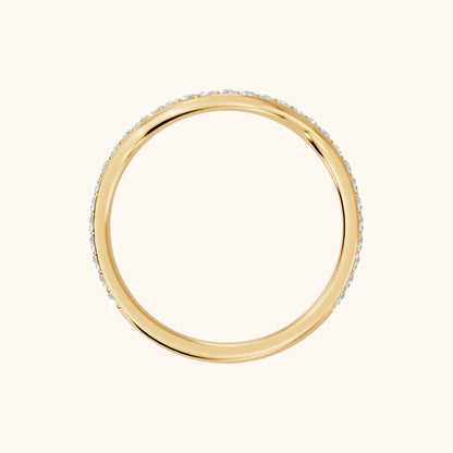 Juliette Contour Round Diamond Stackable Ring in Yellow Gold - FingerView