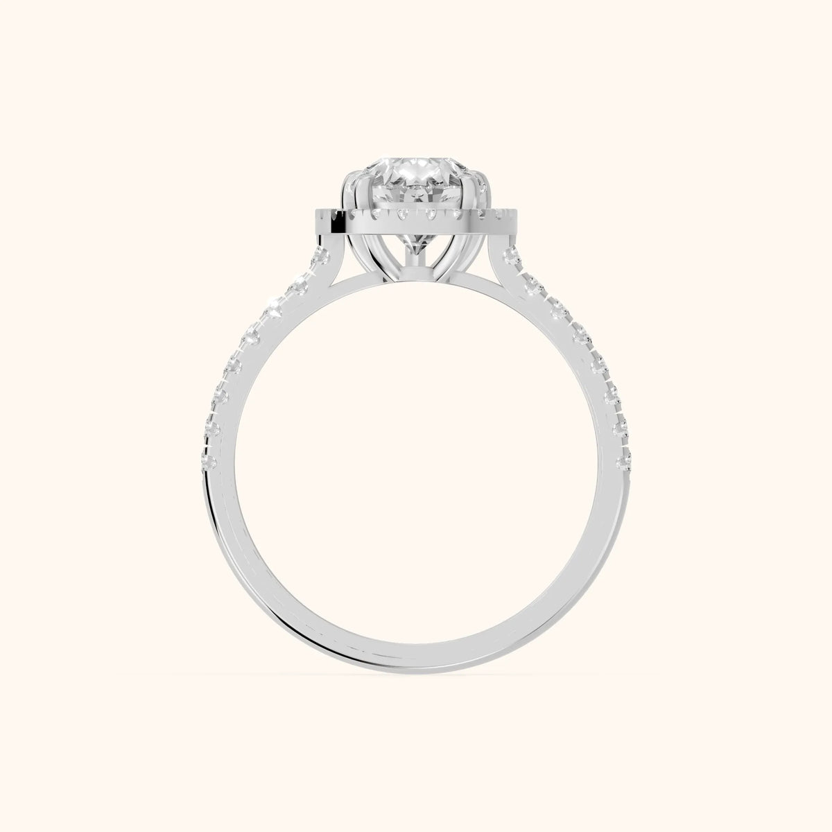 Mabel Halo French Pavé Pear Diamond Engagement Ring in Platinum - FingerView.webp