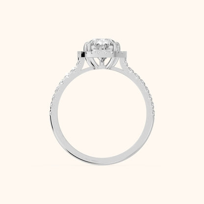 Mabel Halo French Pavé Pear Diamond Engagement Ring in Platinum - FingerView.webp