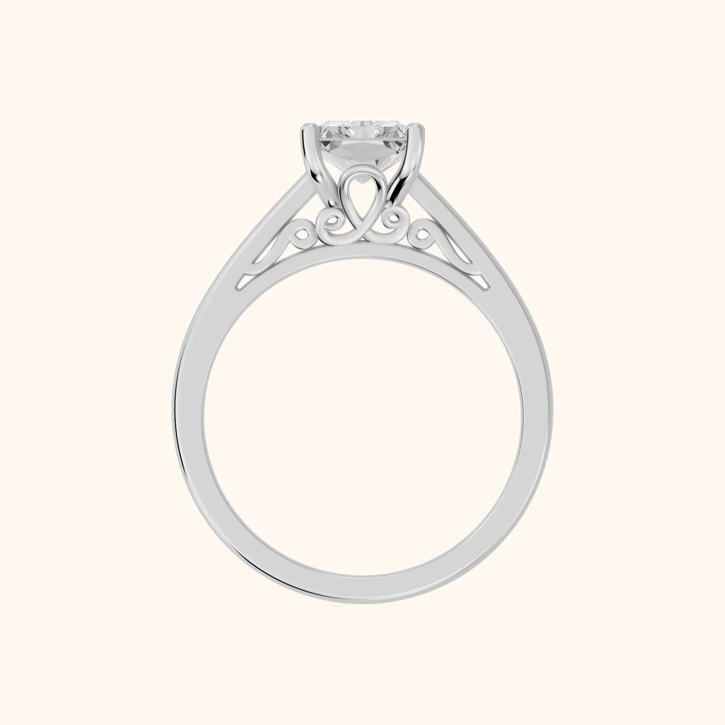 Iris Vintage Radiant Diamond Engagement Ring in White Gold - FingerView