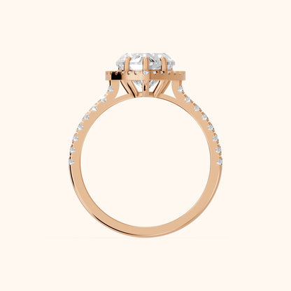 Mabel Halo French Pavé Heart Diamond Engagement Ring in Rose Gold - FingerView.webp
