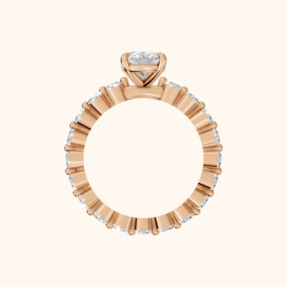 Piper Sidestone Cushion Diamond Engagement Ring in Rose Gold - FingerView.webp