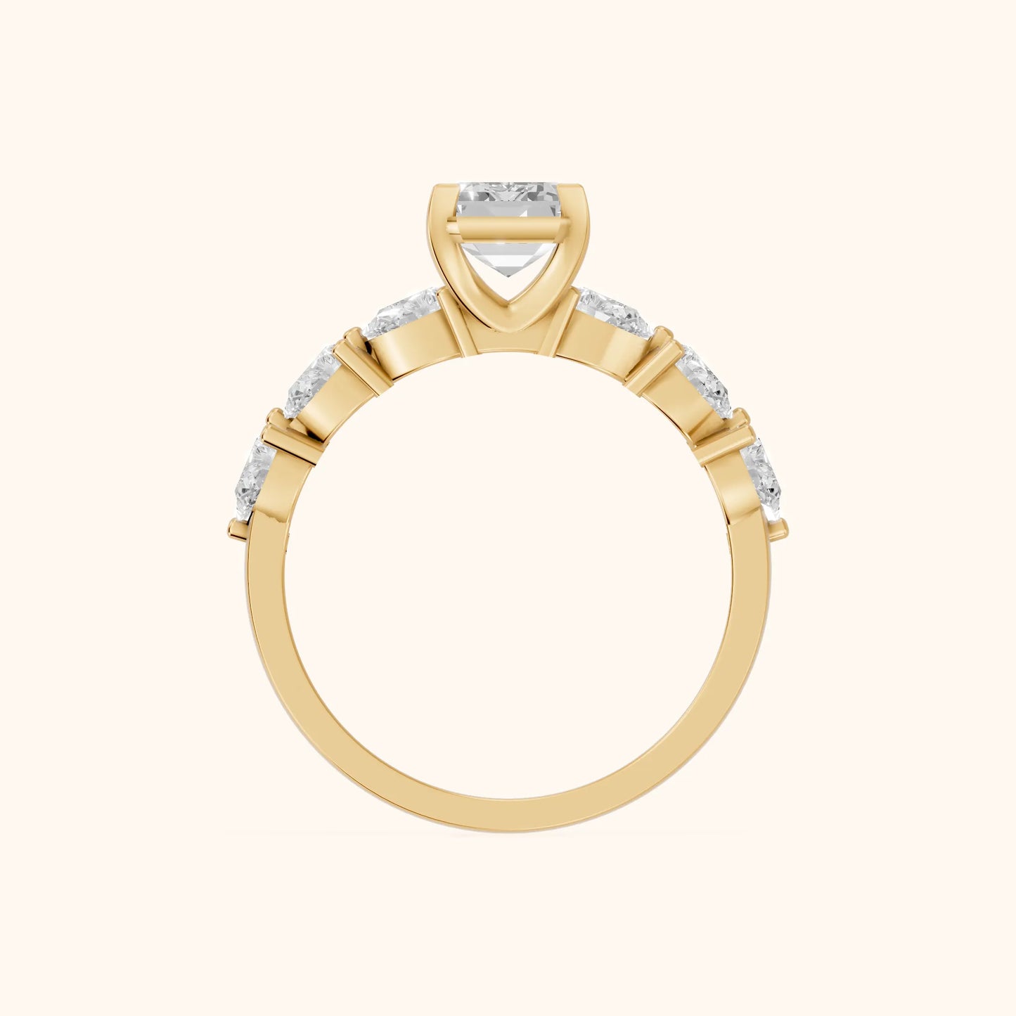 Iris Emerald Diamond Bridal Set in Yellow Gold - FingerView