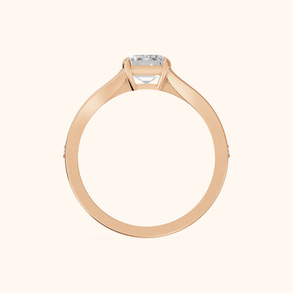 Lucinda Split Shank Emerald Diamond Engagement Ring in Rose Gold - FingerView.webp