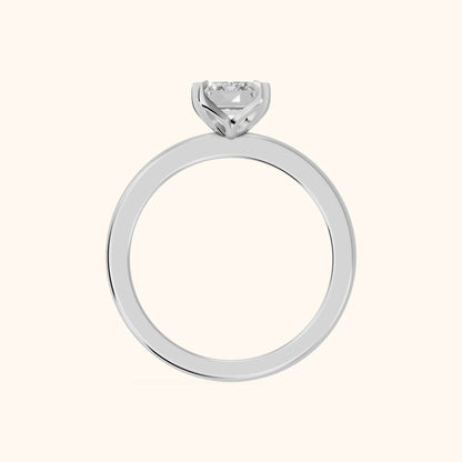 Serena Blossom Solitaire Emerald Diamond Engagement Ring in Silver - FingerView