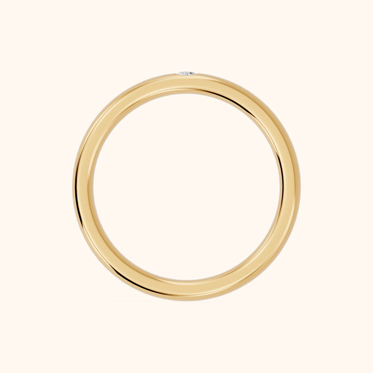 Hana Comfort Fit Bezel Round Diamond Wedding Band in Yellow Gold - FingerView