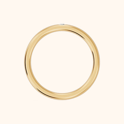 Hana Comfort Fit Bezel Round Diamond Wedding Band in Yellow Gold - FingerView