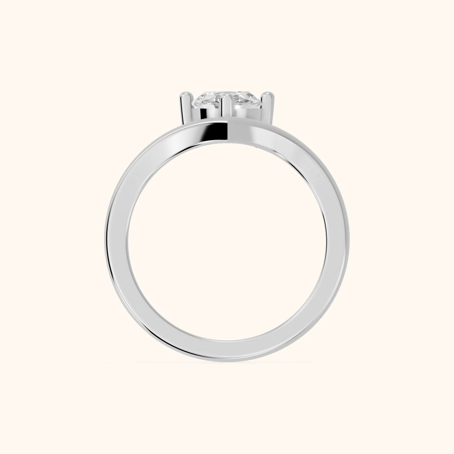 Evelyn Chevron Solitaire Oval Diamond Engagement Ring in Platinum - FingerView