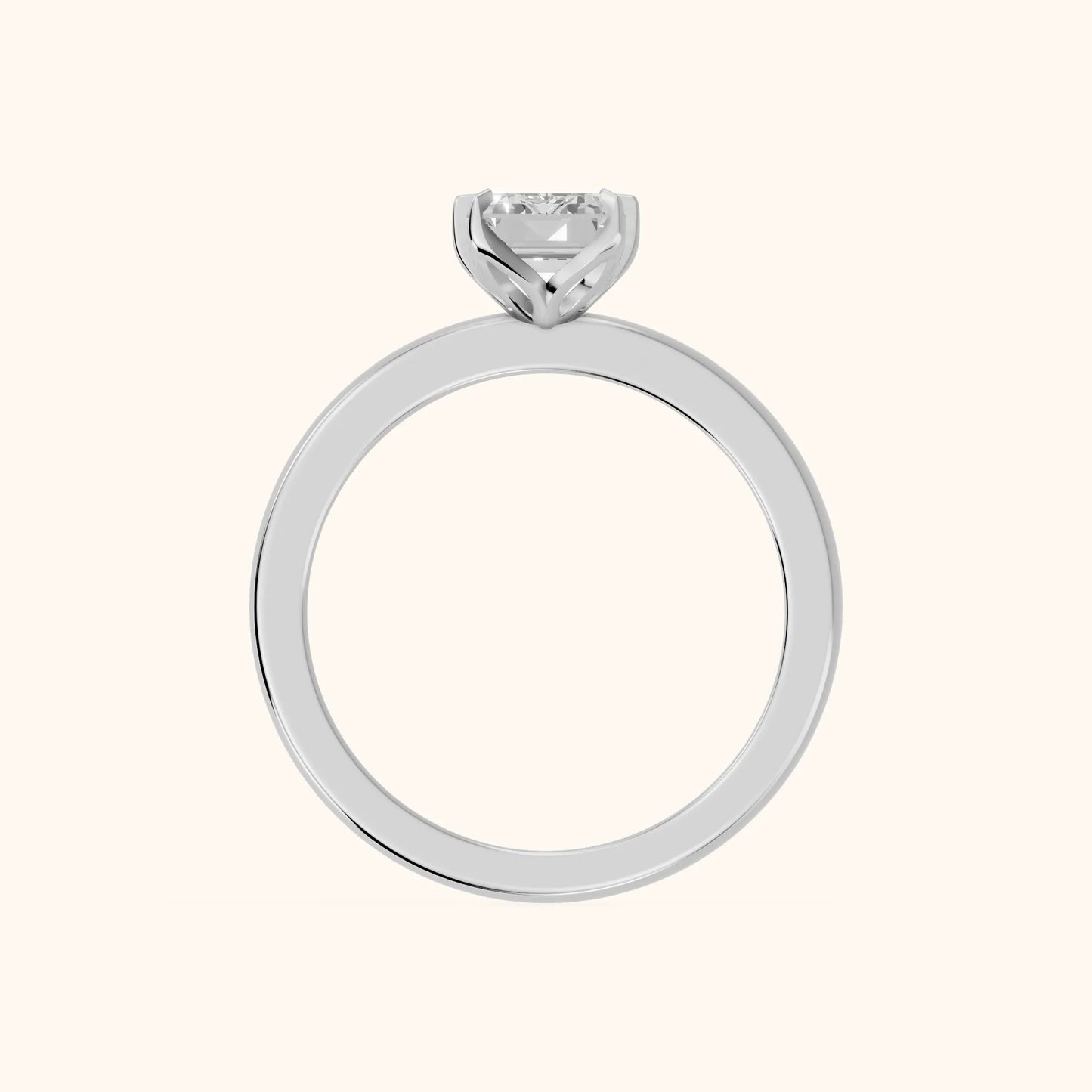 Serena Blossom Solitaire Emerald Diamond Engagement Ring in White Gold - FingerView