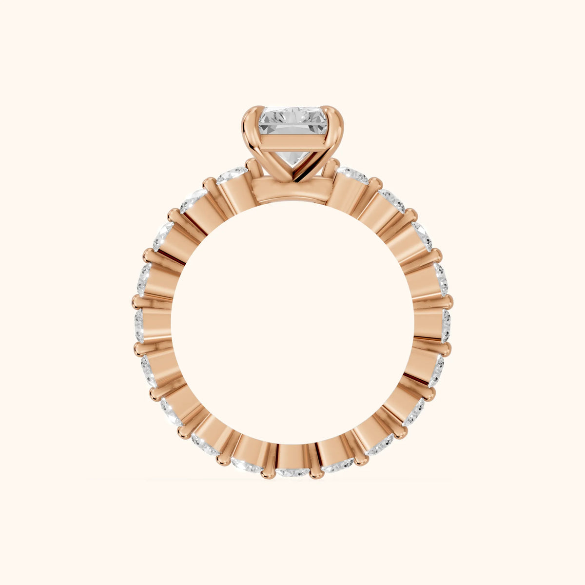 Piper Sidestone Radiant Diamond Engagement Ring in Rose Gold - FingerView.webp