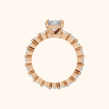 Piper Sidestone Radiant Diamond Engagement Ring in Rose Gold - FingerView.webp