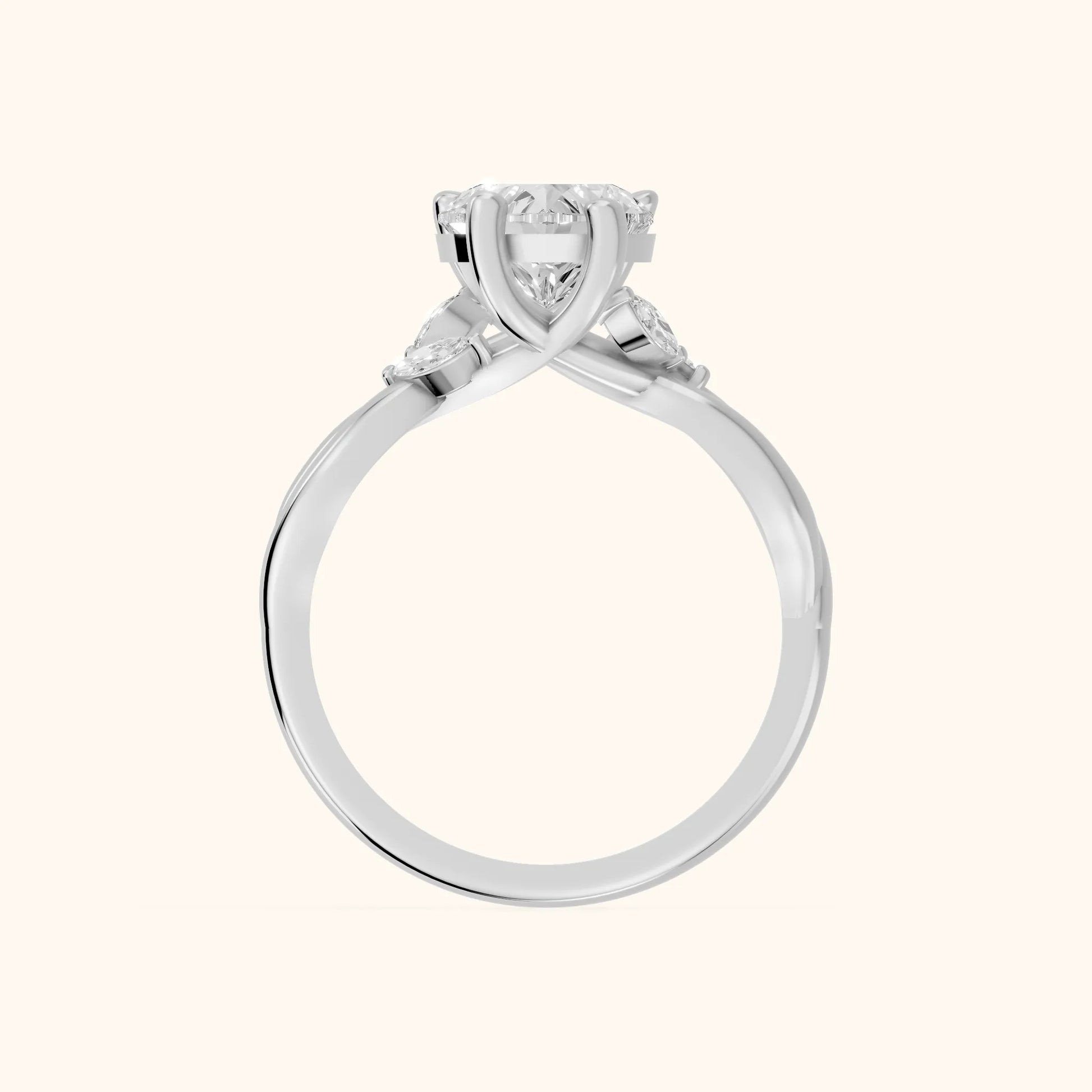 Luna Glow Twisted Heart Diamond Engagement Ring in White Gold - FingerView