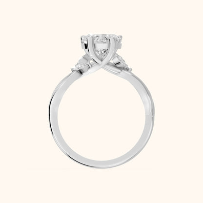 Luna Glow Twisted Heart Diamond Engagement Ring in White Gold - FingerView